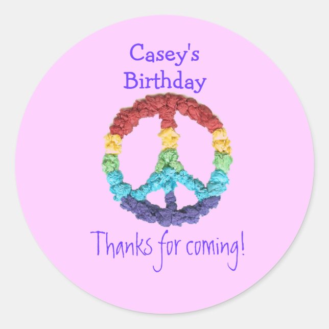Étiquette de cadeau d'anniversaire signe de paix (Devant)