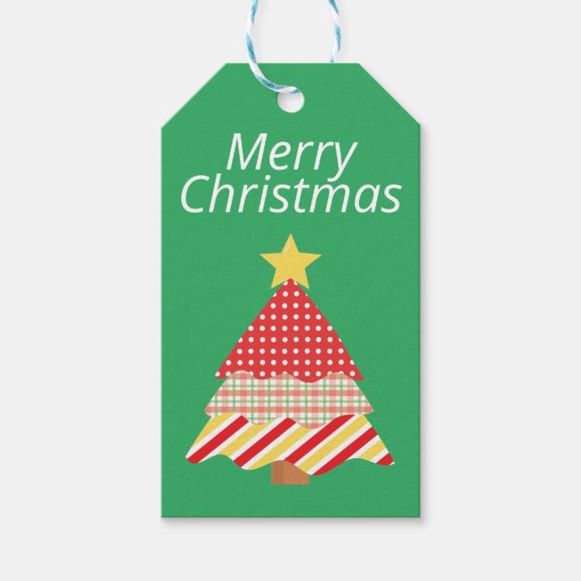 Étiquette de cadeau d'arbre de Noël coloré (Devant)