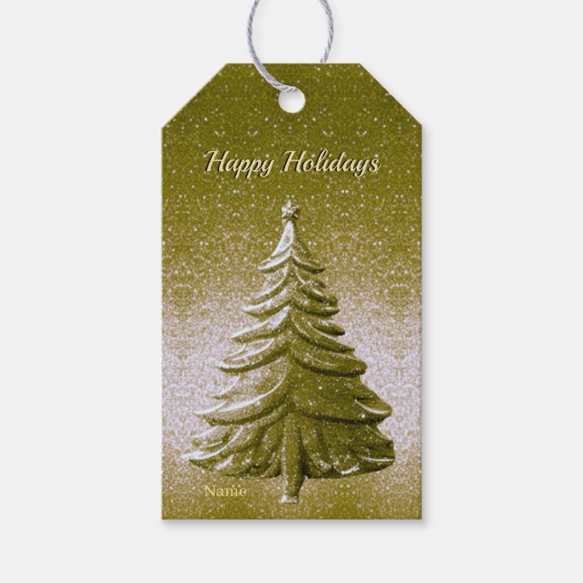 Étiquette de cadeau d'arbre de Noël de vacances en (Devant)