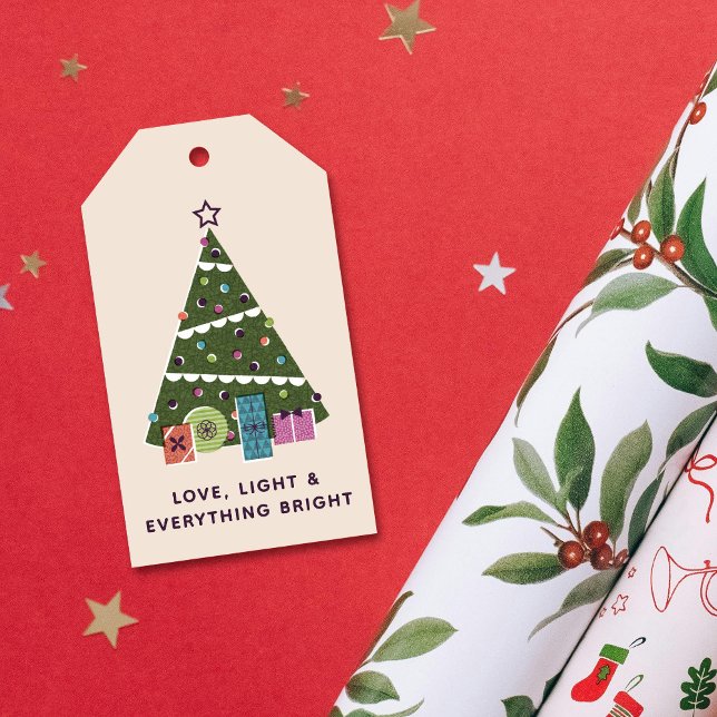 Étiquette de cadeau d'arbre de Noël rétro vintage (Créateur téléchargé)