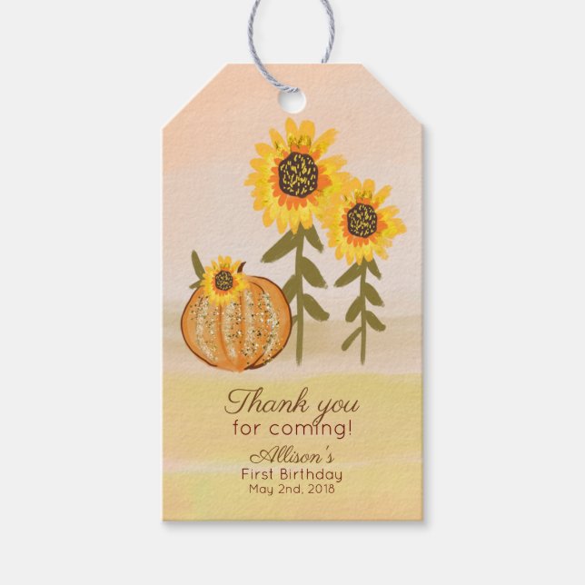 Étiquette de cadeau d'automne de citrouille (Devant)