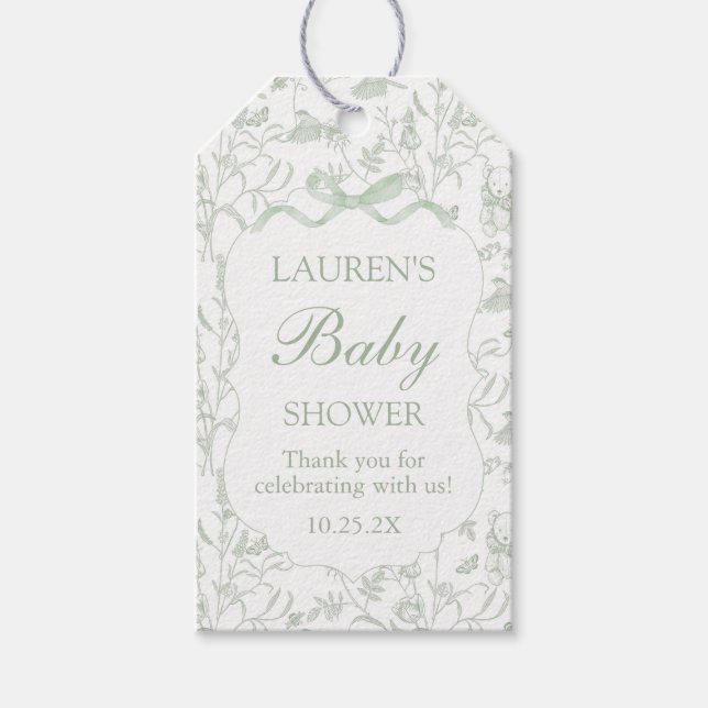 Étiquette de cadeau de baby shower Bébé Arc-en-cie (Devant)