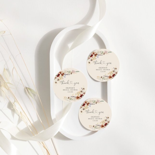 Étiquette de cadeau de Baby Shower Bohème Fleur Sa (Créateur téléchargé)