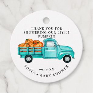 Étiquette de cadeau de baby shower Camion vintag