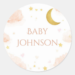 Étiquette de cadeau de baby shower céleste   Étoil