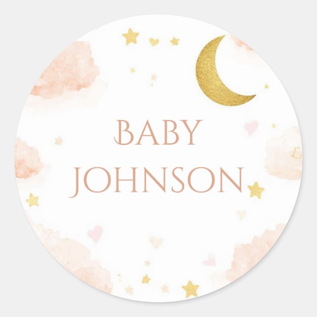 Étiquette de cadeau de baby shower céleste | Étoil (Devant)