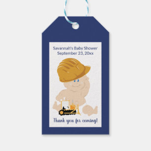Étiquette de cadeau de baby shower de constructio
