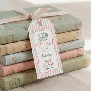 Étiquette de cadeau de baby shower de livre d'hist