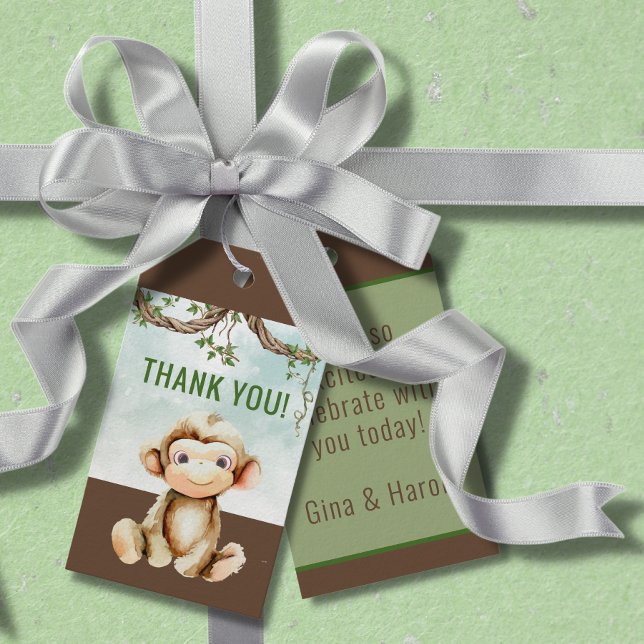 Étiquette de cadeau de baby shower singe (Créateur téléchargé)