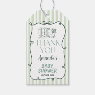 Étiquette de cadeau de baby shower Storybook Green