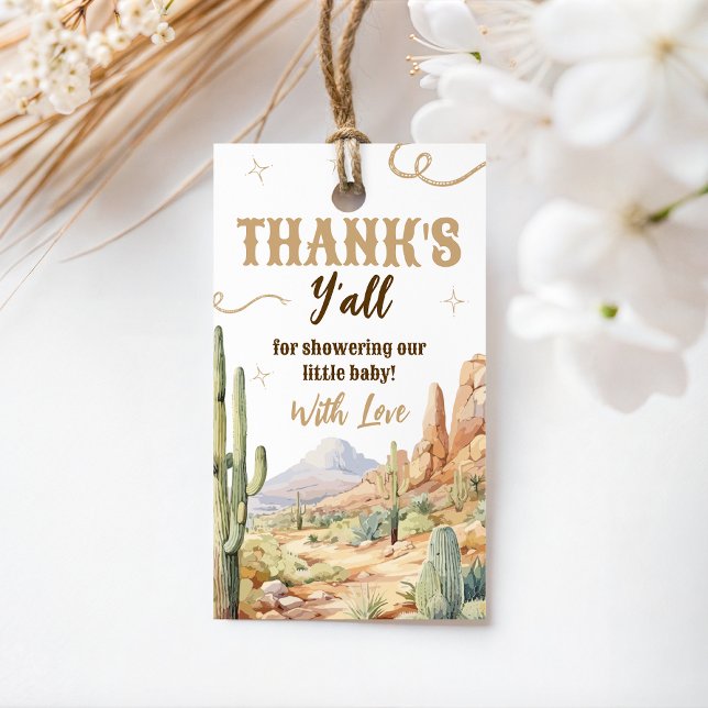 Étiquette de cadeau de Baby Shower Western (Créateur téléchargé)