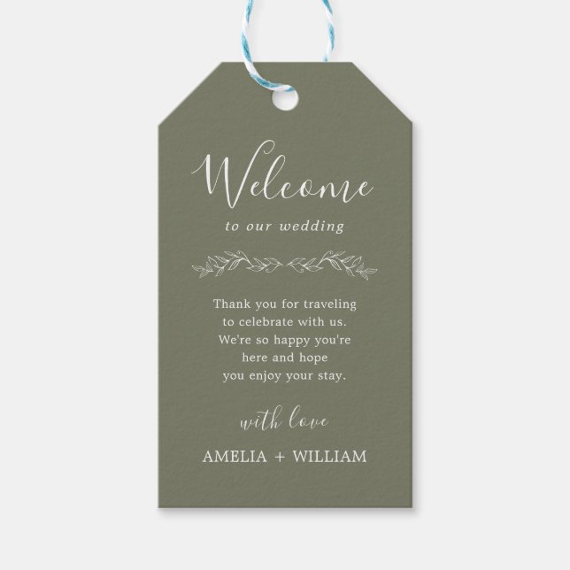 Étiquette de cadeau de bienvenue de mariage à mono (Devant)