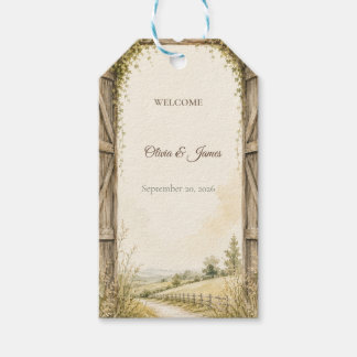 Étiquette de cadeau de bienvenue rustique pour mar