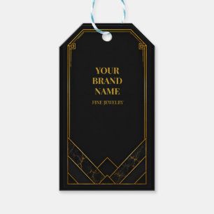 Étiquette de cadeau de bijoux en or noir de luxe