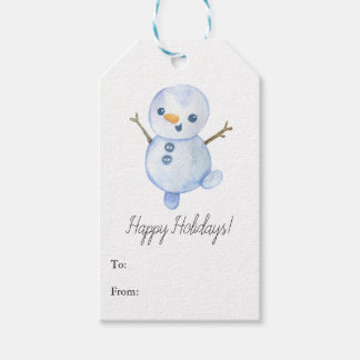 Étiquette de cadeau de bonhommes de neige