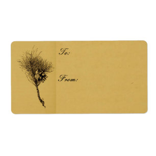 étiquette de cadeau de branche de pin