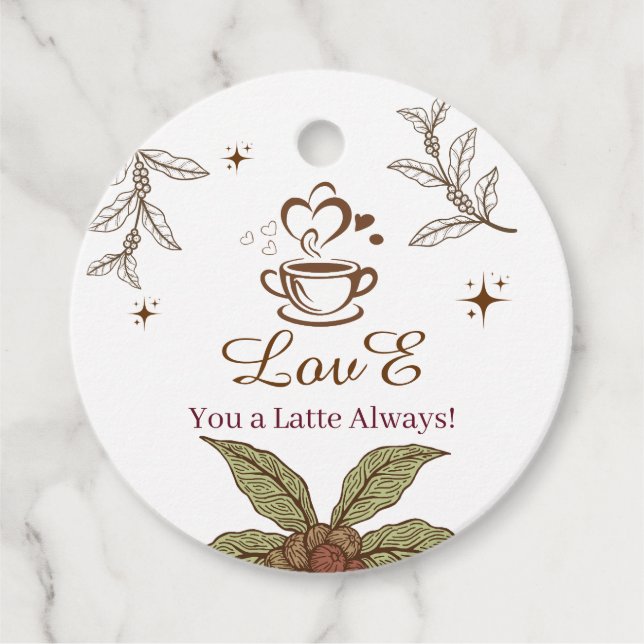 Étiquette de Cadeau de Café « Je T'Aime Un Latté T (Devant)