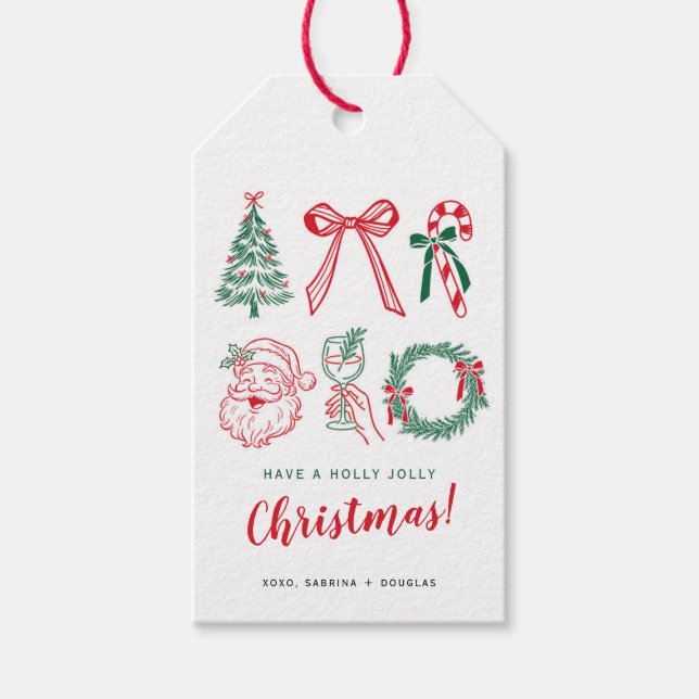Étiquette de cadeau de calligraphie de Noël minima (Devant)