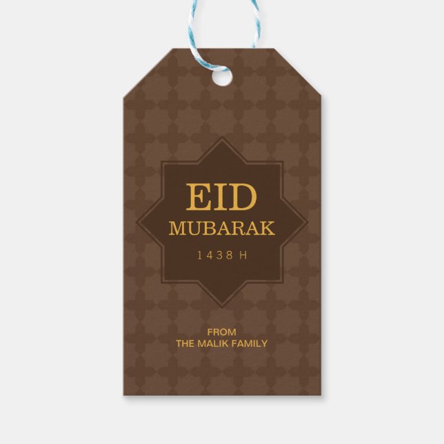 Étiquette de cadeau de célébration d'Eid avec moti (Devant)