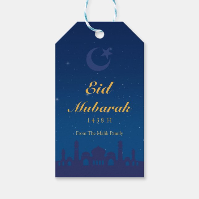 Étiquette de cadeau de célébration d'Eid avec moti (Devant)
