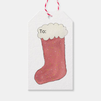 Étiquette de cadeau de chaussette de Noël