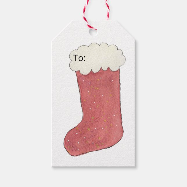 Étiquette de cadeau de chaussette de Noël (Devant)