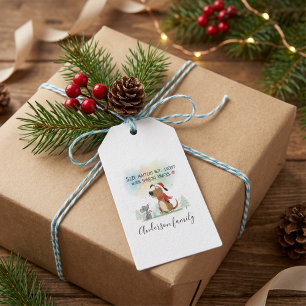 étiquette de cadeau de chien de Noël aquarelle mod