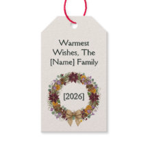 Étiquette de cadeau de couronne de Noël tropicale