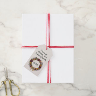 Étiquette de cadeau de couronne de Noël tropicale