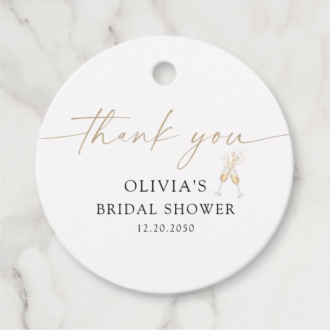 Étiquette de cadeau de douche de mariage moderne (Devant)