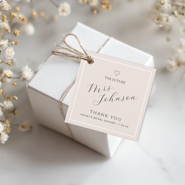 Étiquette de cadeau de douche de mariée | Merci à  (Favor tag)