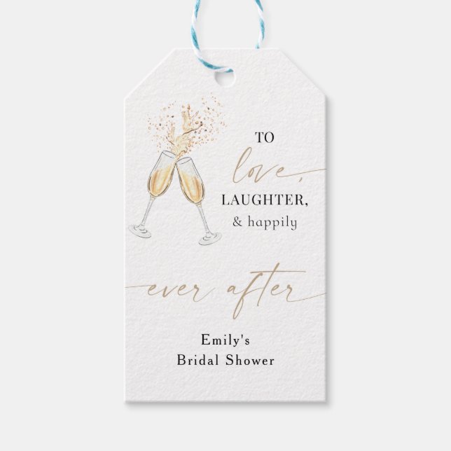 Étiquette de cadeau de douche de mariée minimalist (Devant)