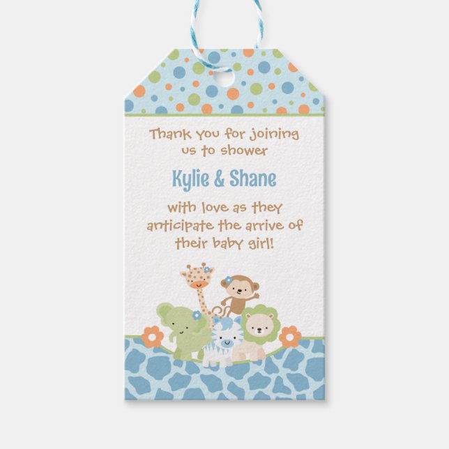 Étiquette de cadeau de faveur de Baby Shower Anima (Devant)