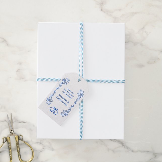 Étiquette de cadeau de faveur de mariage Cloches B (Avec de laficelle)