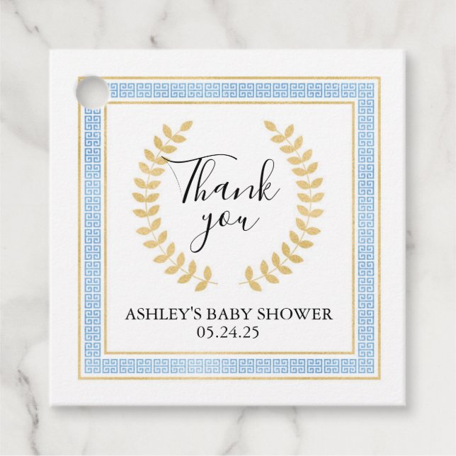 Étiquette de cadeau de fête à toge grecque (Devant)