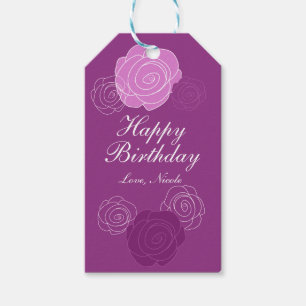 Étiquette de cadeau de fête d'anniversaire à la ro