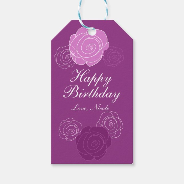 Étiquette de cadeau de fête d'anniversaire à la ro (Devant)