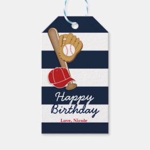 Étiquette de cadeau de fête d'anniversaire rayée b