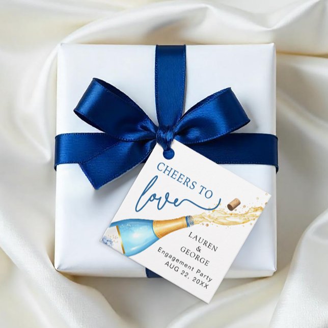 Étiquette de cadeau de fête de fiançailles « À la  (Cheers to love - favor tag)