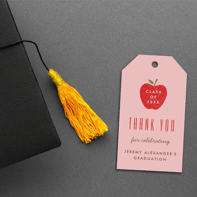 Étiquette de cadeau de fête de fin d'études Pomme  (Créateur téléchargé)