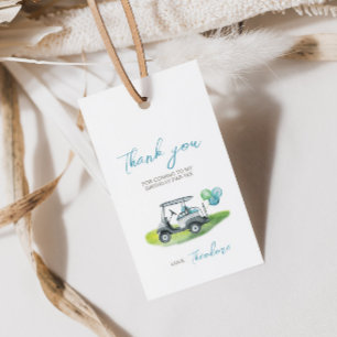 Étiquette de cadeau de fête de golf mini-putt bleu