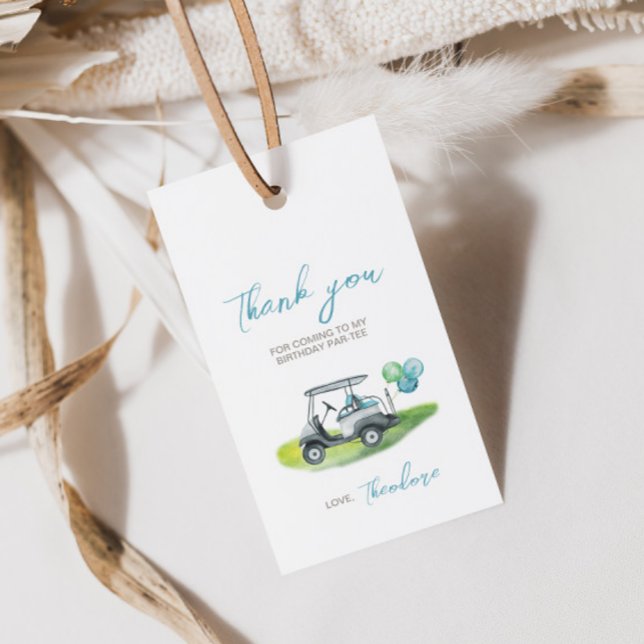 Étiquette de cadeau de fête de golf mini-putt bleu (Créateur téléchargé)