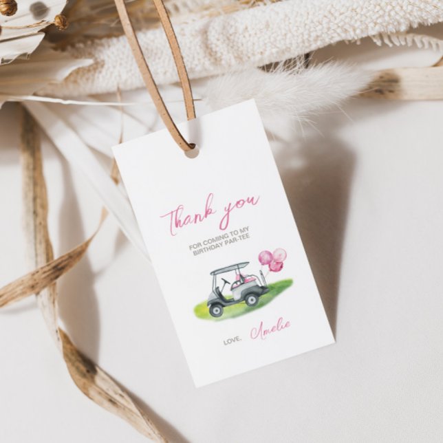 Étiquette de cadeau de fête de golf rose Putt Putt (Créateur téléchargé)