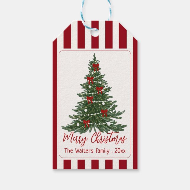 Étiquette de cadeau de fête de Noël avec un élégan (Devant)
