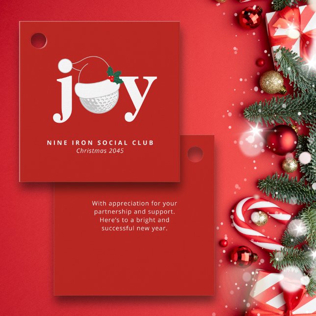 Étiquette de cadeau de fête de Noël de golf Joie M (Matches the modern “Joy” golf holiday set)
