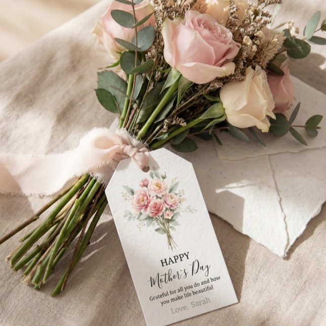 Étiquette de cadeau de Fête des Mères florale, Bou (Créateur téléchargé)