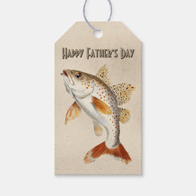 Étiquette de cadeau de Fête des Pères Poisson Nage (Devant)