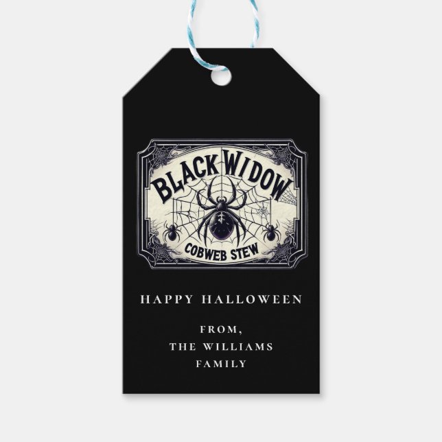 Étiquette de cadeau de fête d'Halloween Potion Bla (Devant)