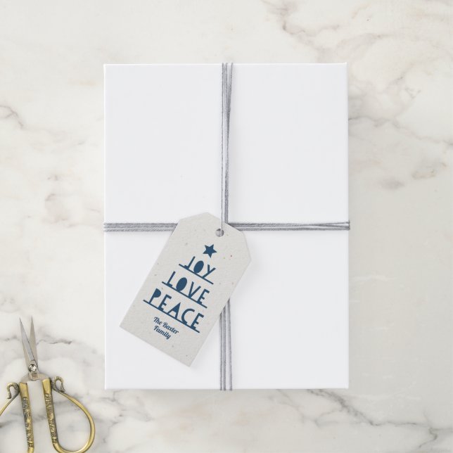 Étiquette de cadeau de fête en bleu ardoise à déco (Avec de la ficelle)