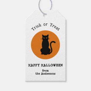 Étiquette de cadeau de fête Halloween Chat Noir